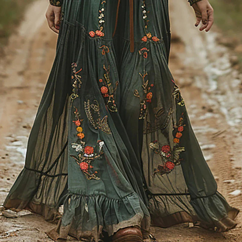 Jacinda | Vestido maxi boho para mujer con cinturón fluido | Ligero