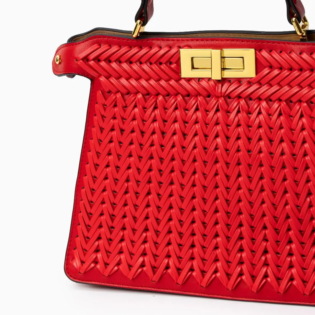 Bolso Estelle de Cuero Trenzado – Cierre Dorado Elegante