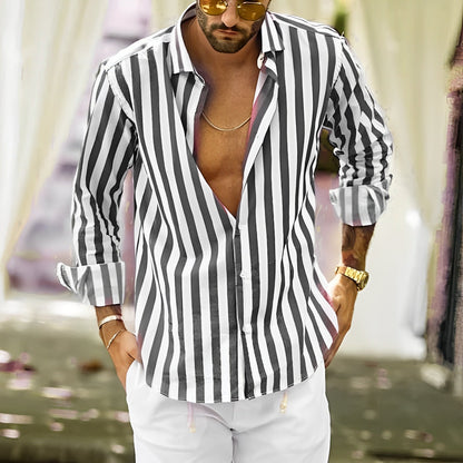 Greyson - Camisa cómoda de verano con rayas para hombres
