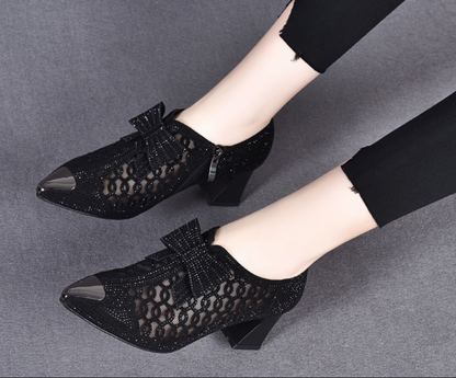 Luna - Zapatos con Cremallera Lateral y Tacón Cuadrado