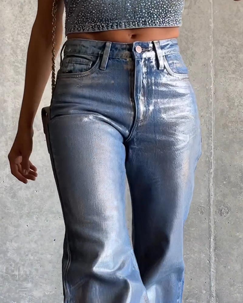 Iara - Jeans Baggy Metalizados