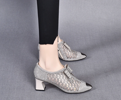 Luna - Zapatos con Cremallera Lateral y Tacón Cuadrado