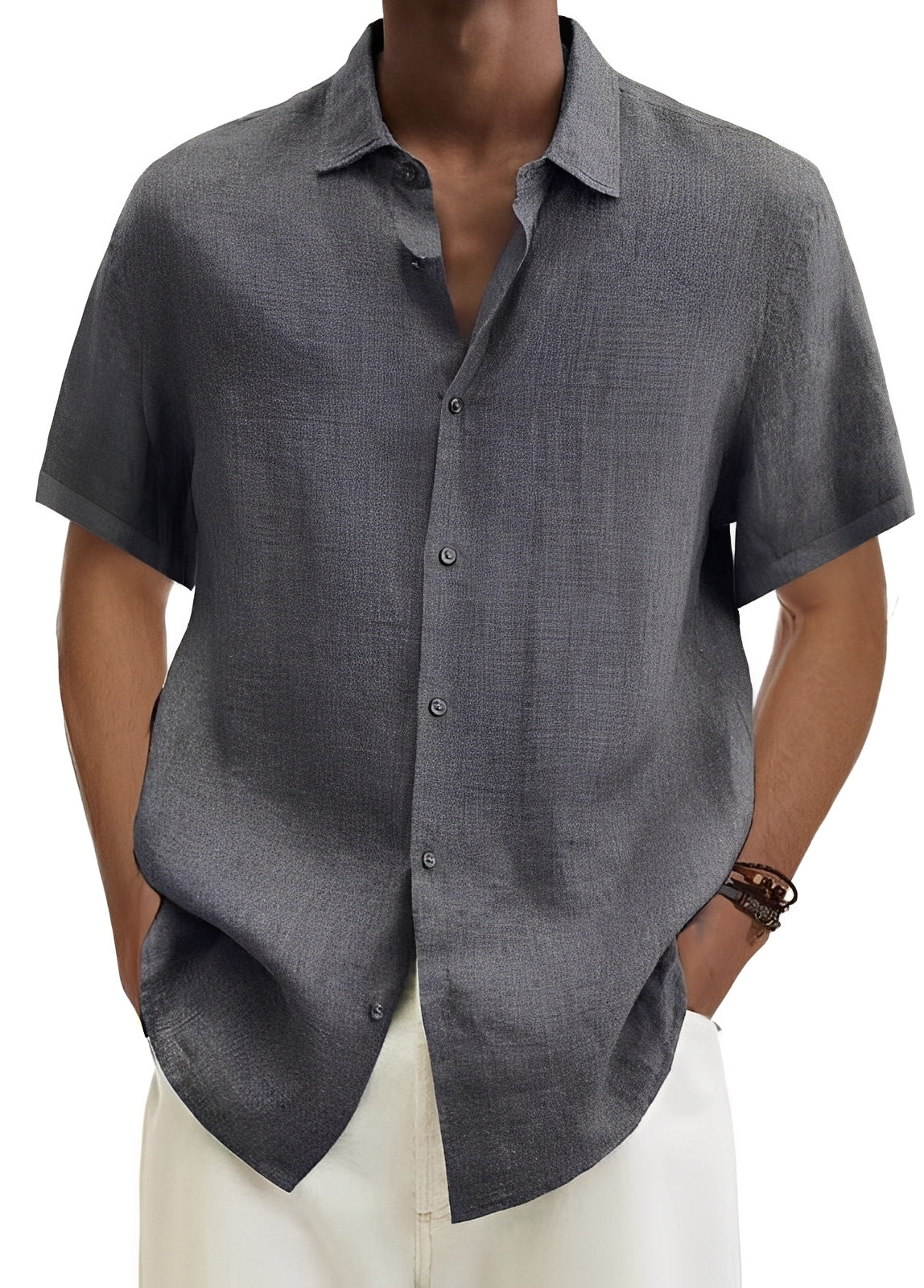 Richard - Camisa casual holgada con botones para hombres