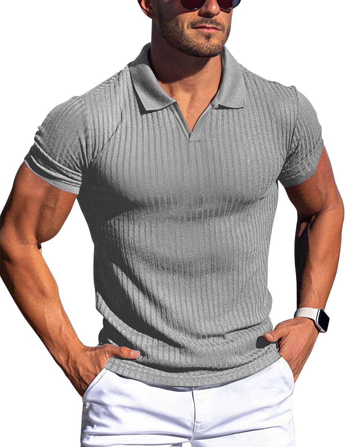 Zack - Polo casual ajustado para hombres