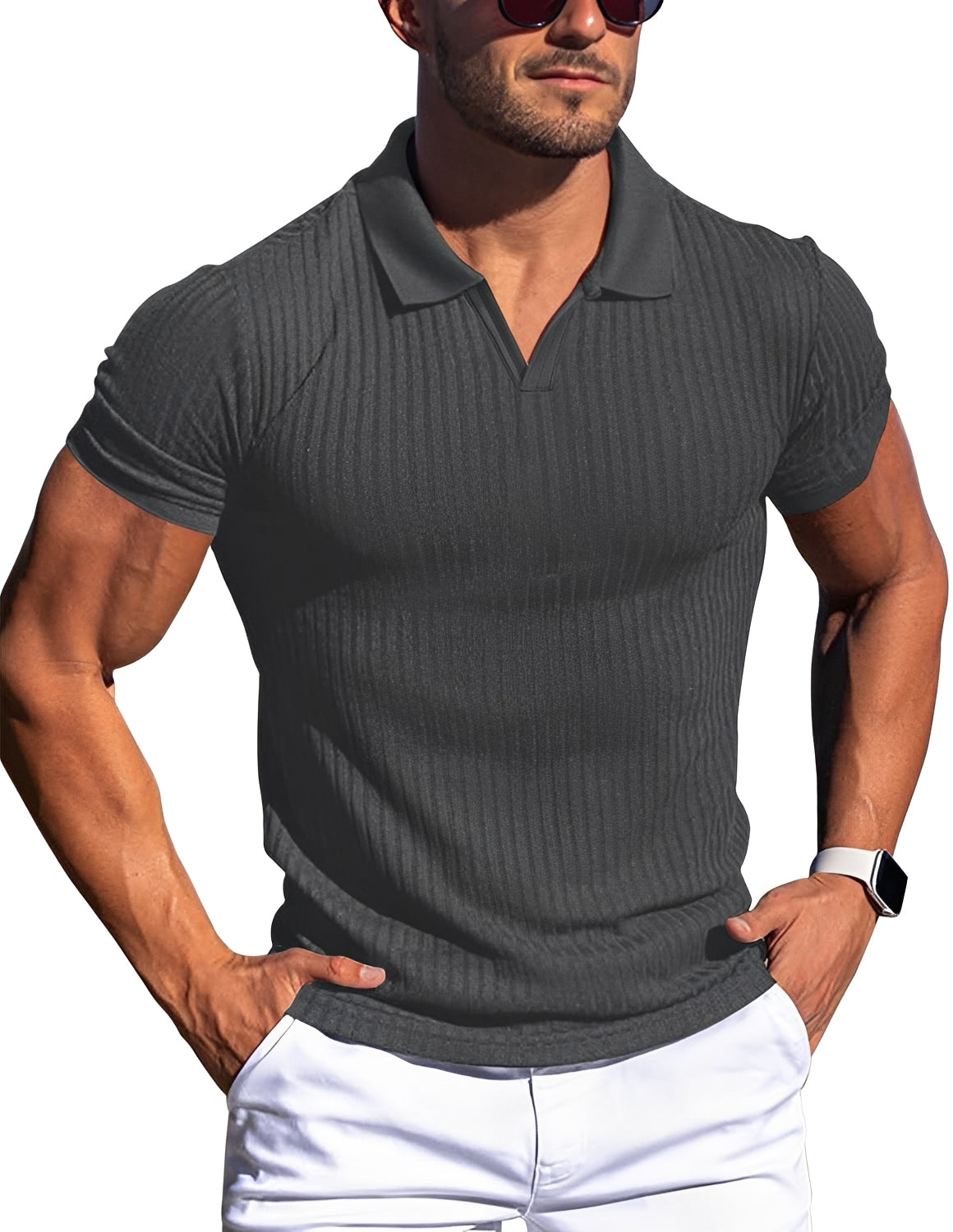 Zack - Polo casual ajustado para hombres