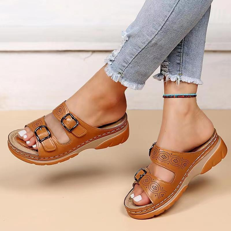Helena | Mujer sandalias ortopédicas con doble hebilla y diseño abierto