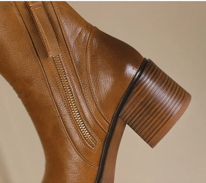 Botas de Cuero con Tacón Medio | Luxe™