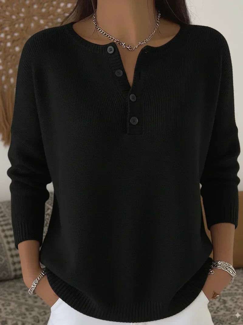Helena | Henley Button-Down Knit Sweater