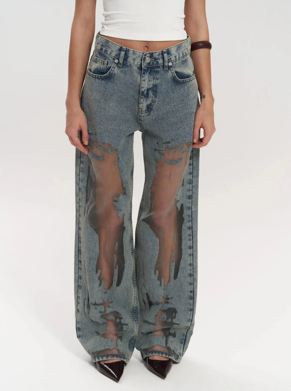 Vaquero transparente Denim Jeans - Paola