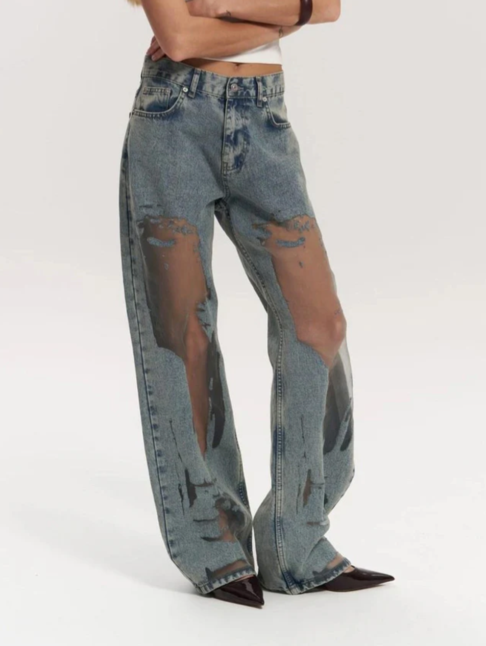 Vaquero transparente Denim Jeans - Paola