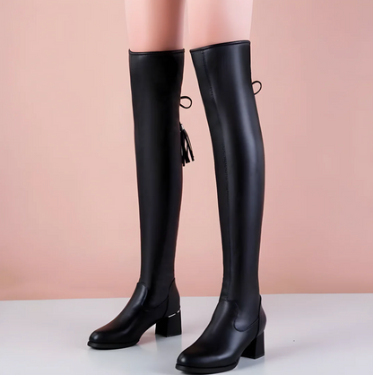 Botas Altas de Cuero con Tacón | Tamar™