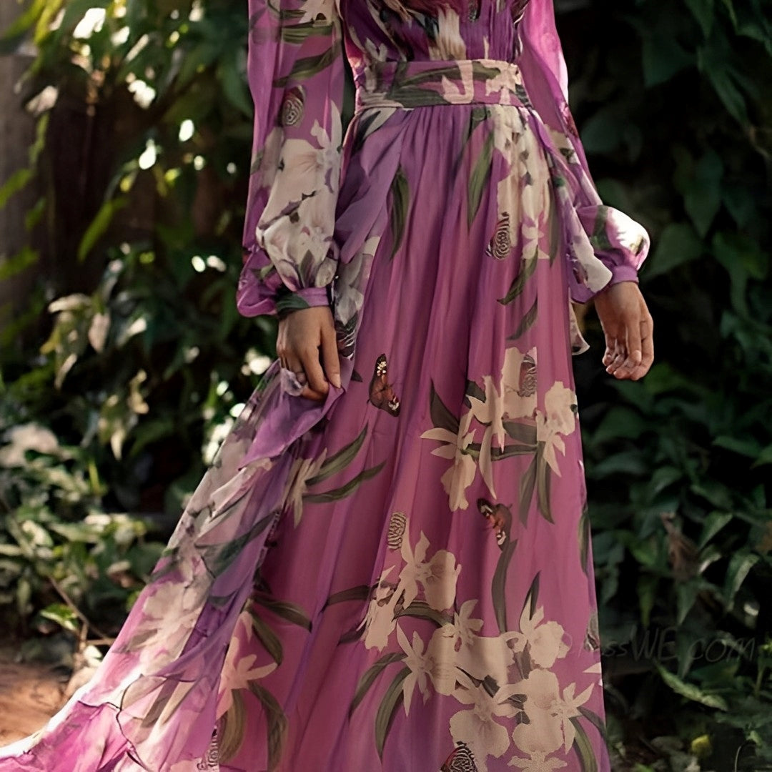 Sancha | Vestido maxi floral para mujer con escote en V y diseño cómodo