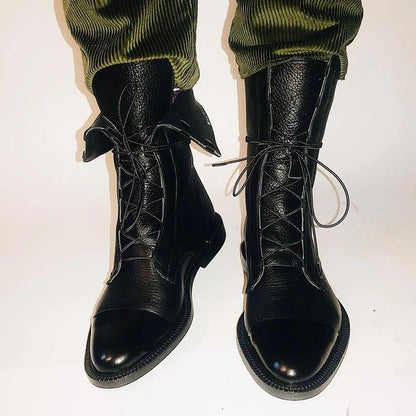 Botas de Cuero con Punta de Charol | Sara™