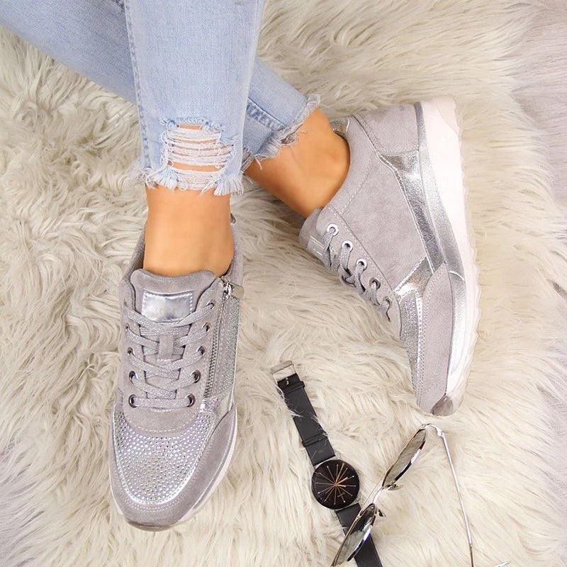 Prisella | Zapatillas modernas de mujer con cordones | Cuña