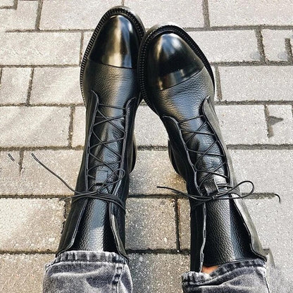 Botas de Cuero con Punta de Charol | Sara™