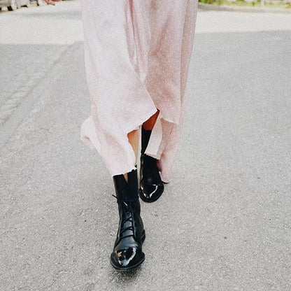 Botas de Cuero con Punta de Charol | Sara™