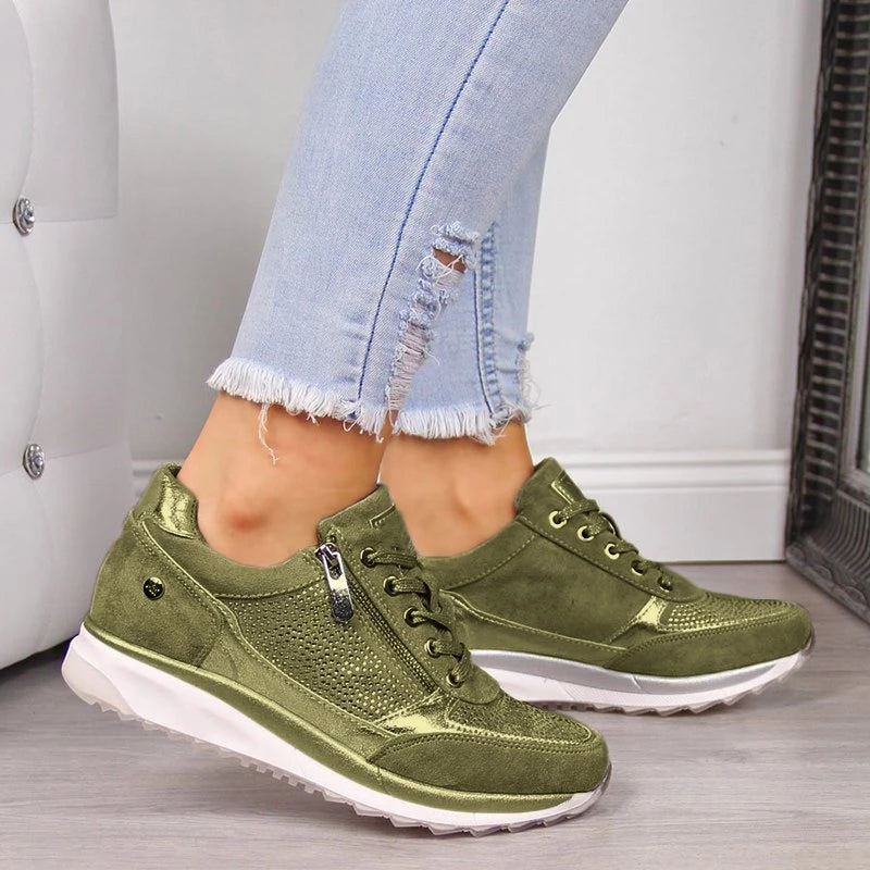 Prisella | Zapatillas modernas de mujer con cordones | Cuña
