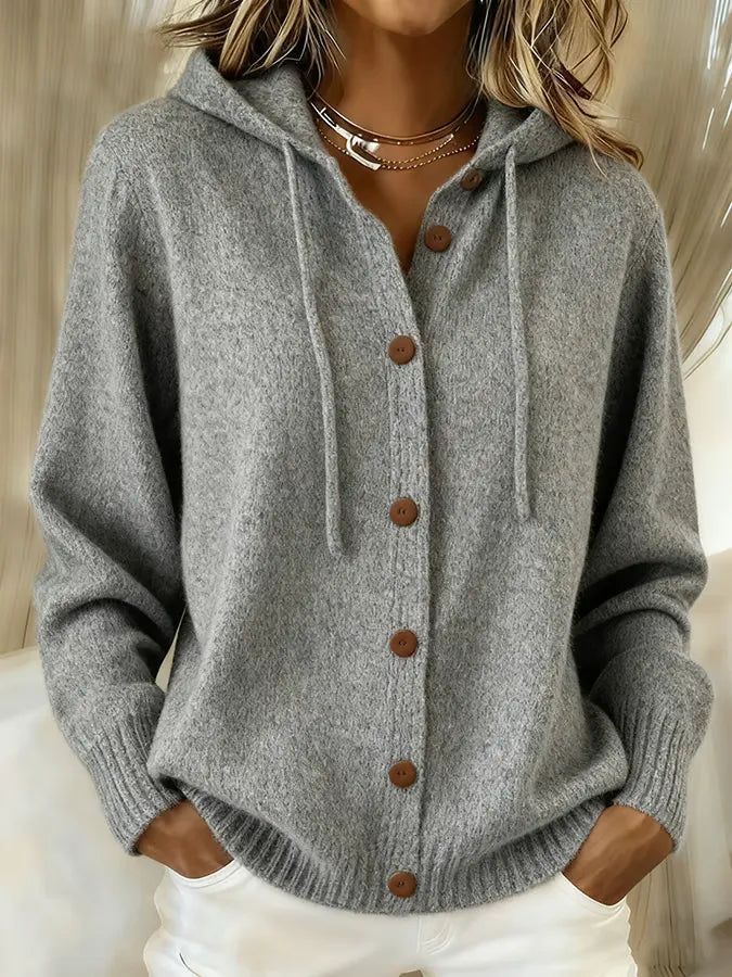 Begoña | Hooded Button-Front Knit Jacket