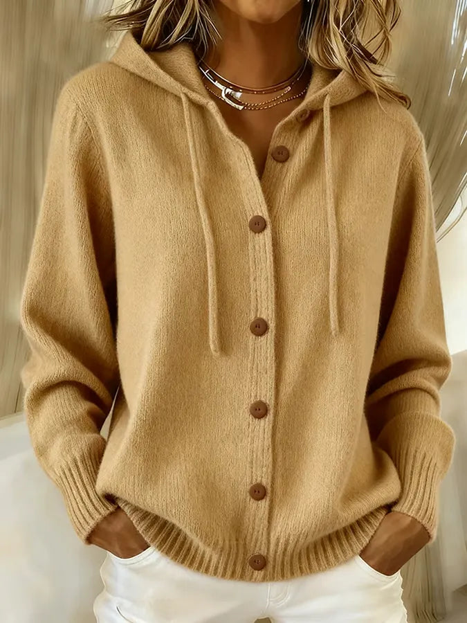 Begoña | Hooded Button-Front Knit Jacket