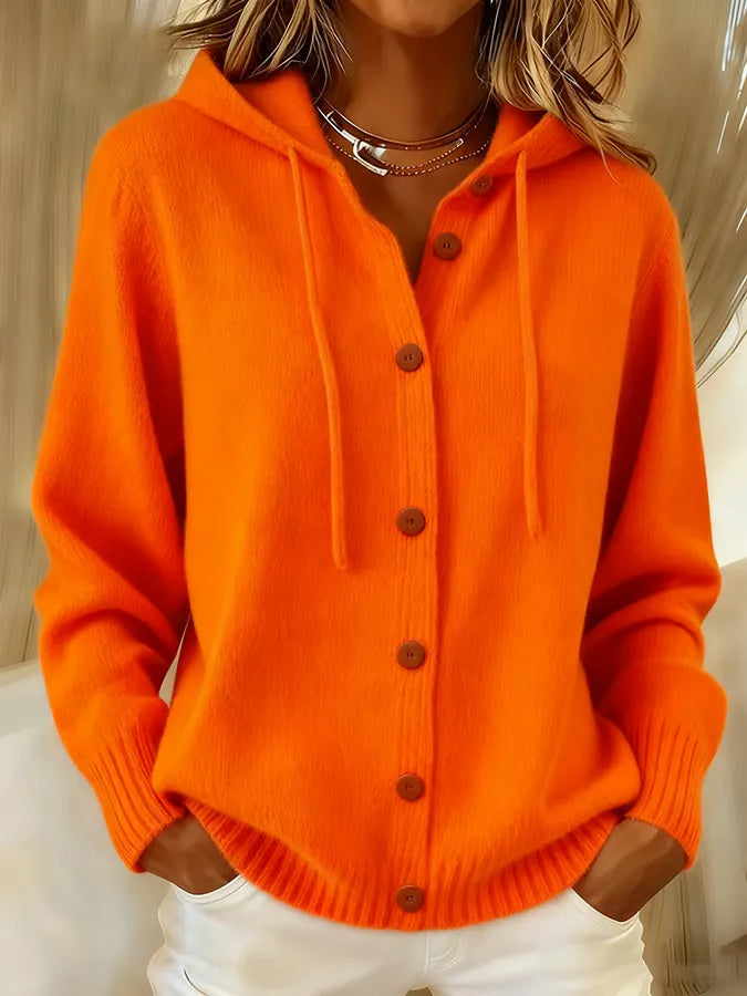 Begoña | Hooded Button-Front Knit Jacket