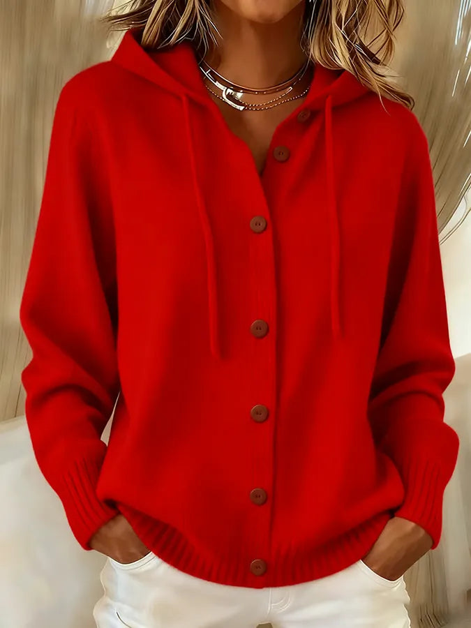 Begoña | Hooded Button-Front Knit Jacket