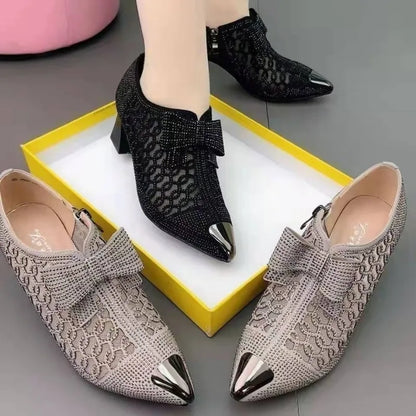 Luna - Zapatos con Cremallera Lateral y Tacón Cuadrado