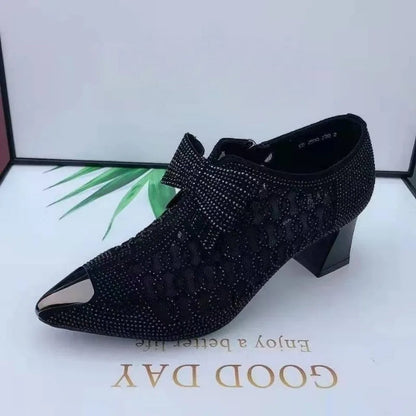 Luna - Zapatos con Cremallera Lateral y Tacón Cuadrado