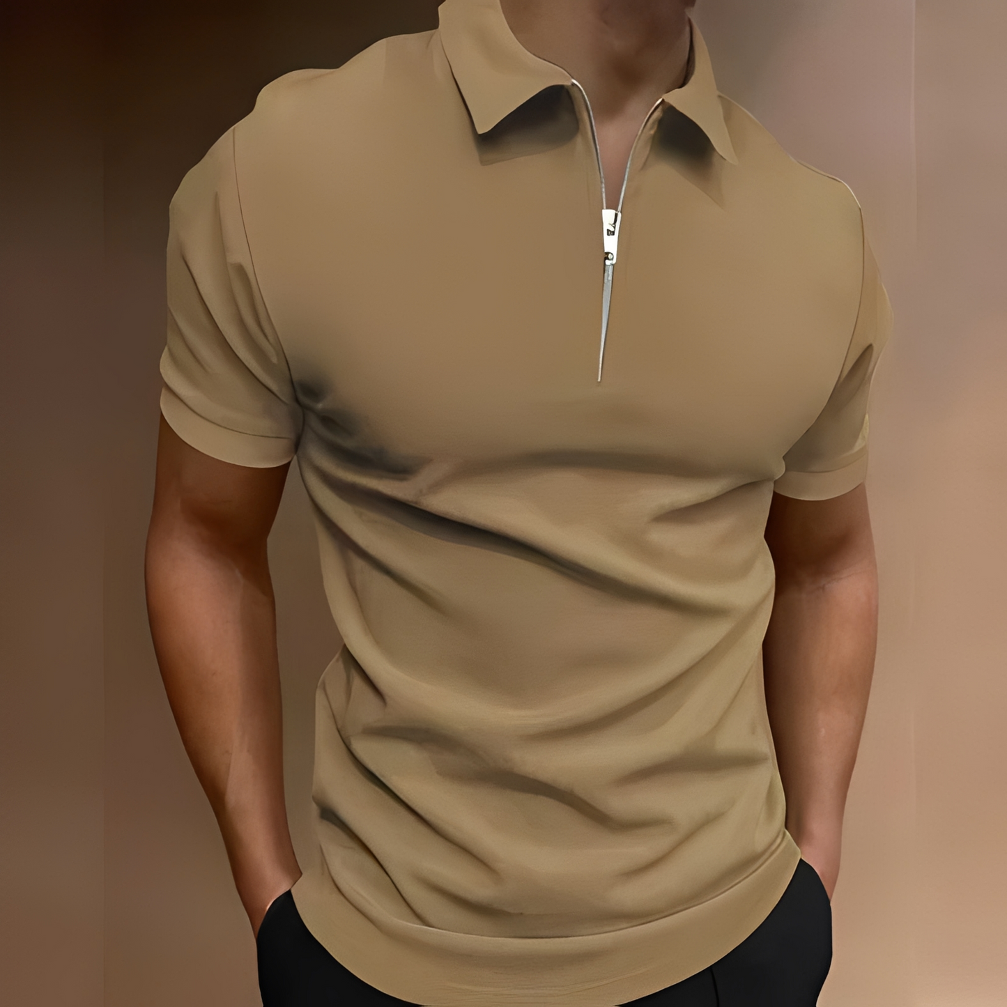 Bronny - Camiseta clásica para hombre con media cremallera