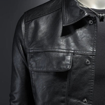 Chamarra hombre cuero estilo motero moderna y resistente