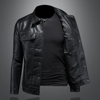 Chamarra hombre cuero estilo motero moderna y resistente