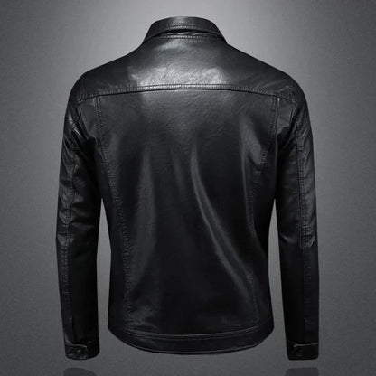 Chamarra hombre cuero estilo motero moderna y resistente