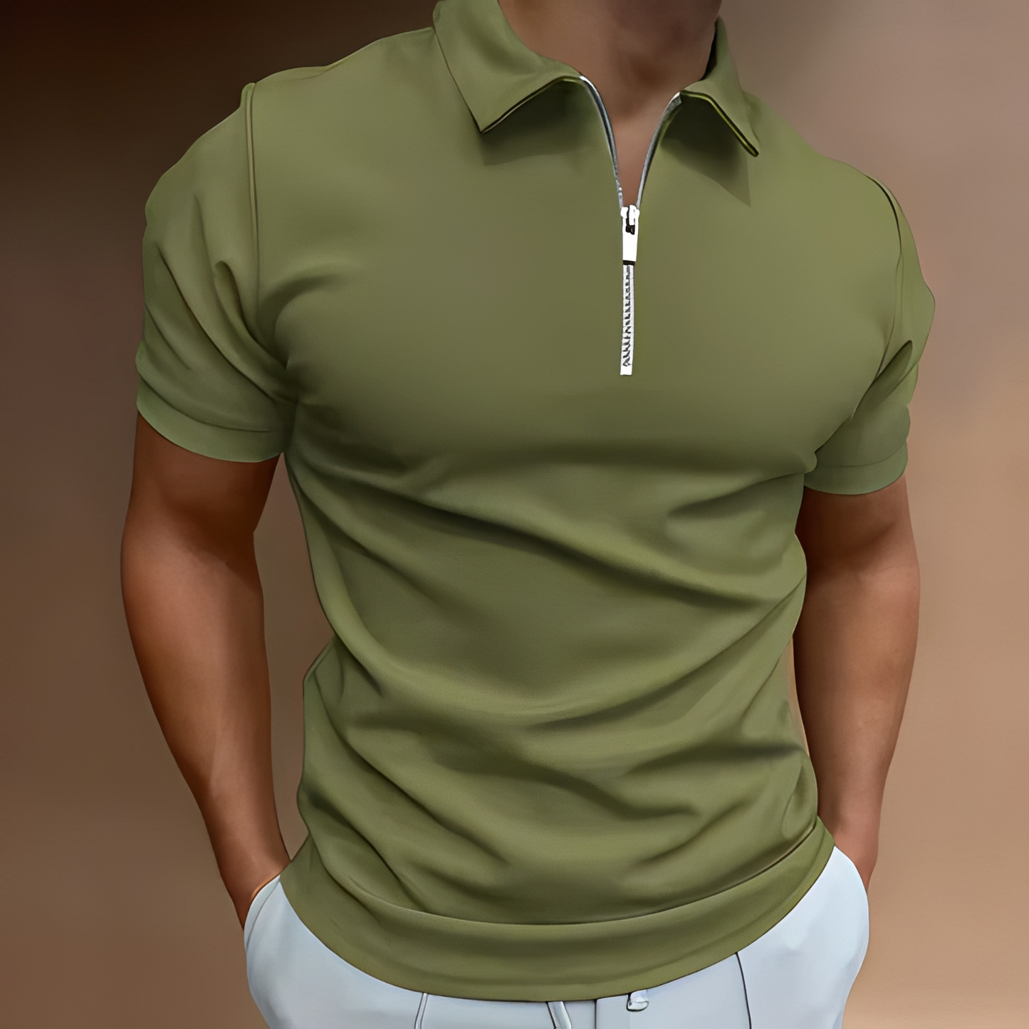 Bronny - Camiseta clásica para hombre con media cremallera