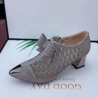 Luna - Zapatos con Cremallera Lateral y Tacón Cuadrado