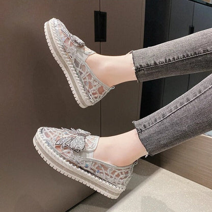 Mocasines brillantes con plataforma y lazo | Insa™