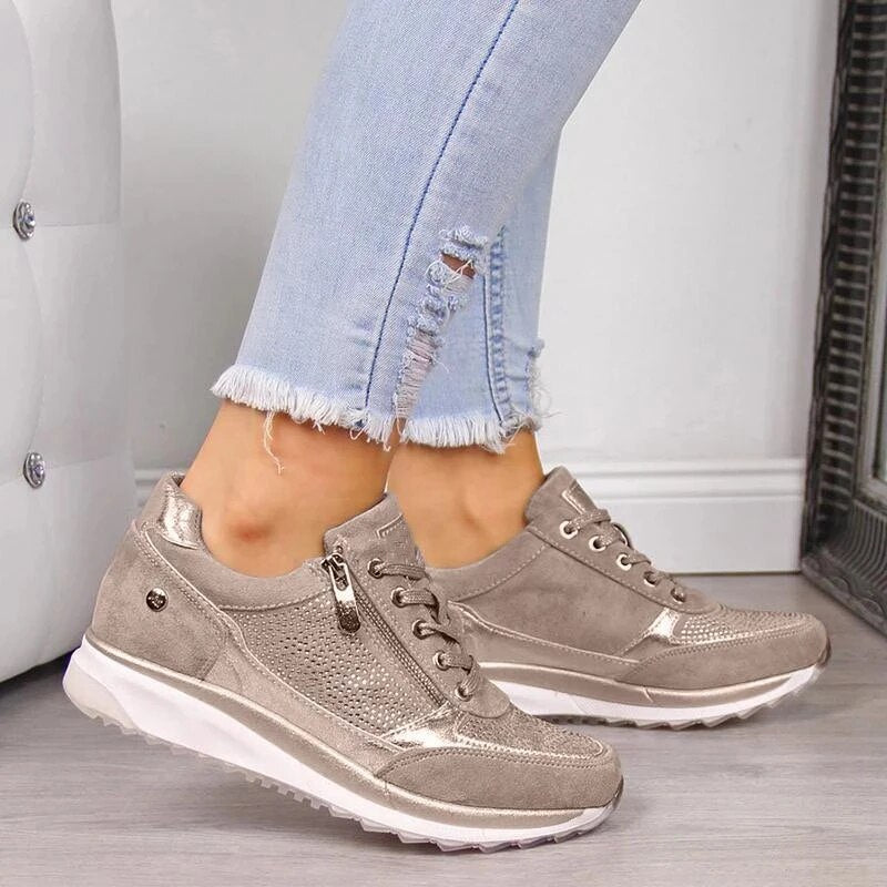 Prisella | Zapatillas modernas de mujer con cordones | Cuña