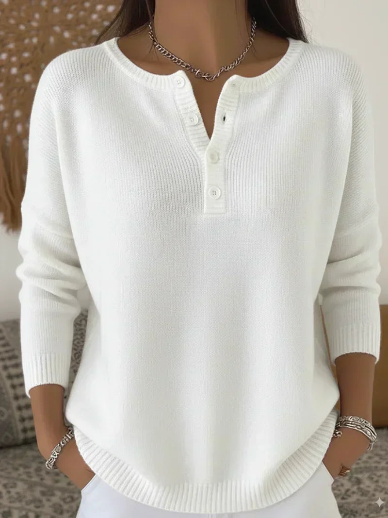 Helena | Henley Button-Down Knit Sweater