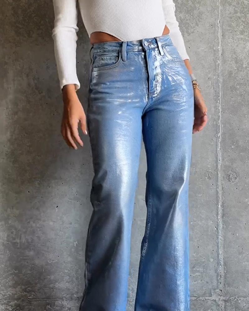 Iara - Jeans Baggy Metalizados