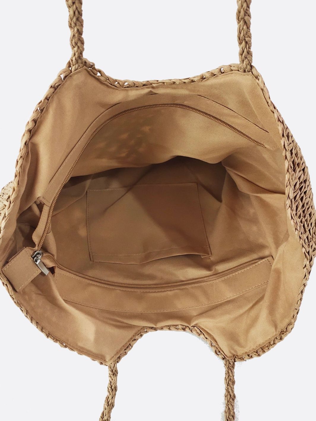 Bolso Tote de Paja Tejido con Detalle Floral – Estilo Boho para el Verano