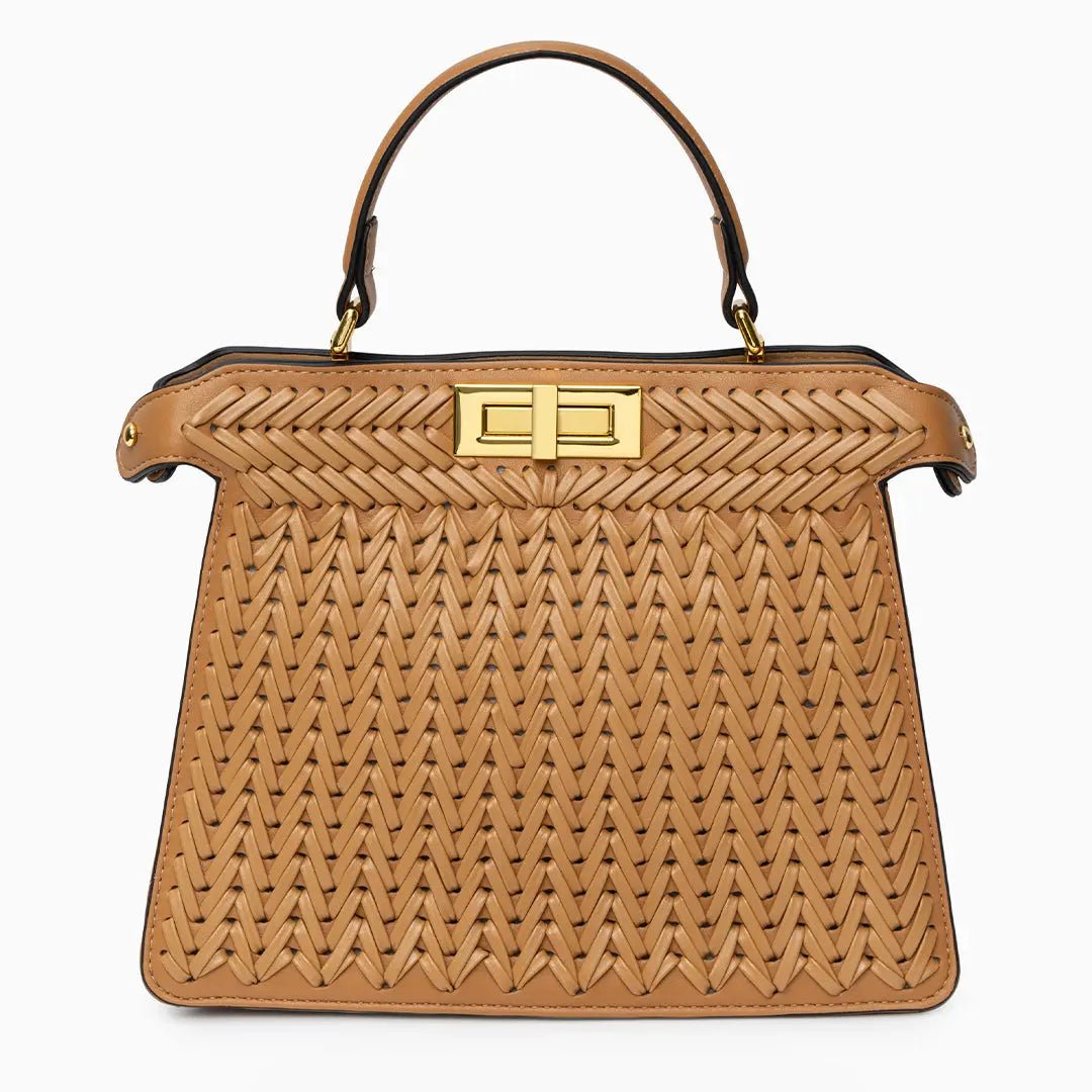 Bolso Estelle de Cuero Trenzado – Cierre Dorado Elegante