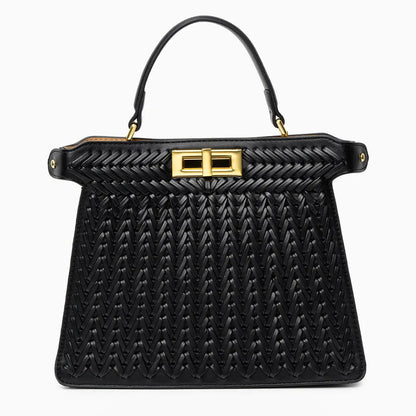 Bolso Estelle de Cuero Trenzado – Cierre Dorado Elegante