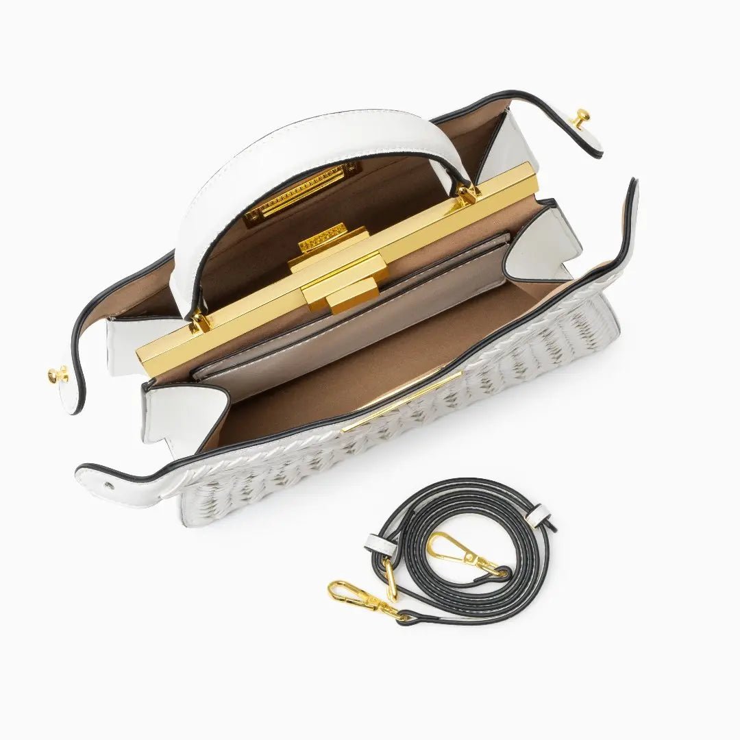 Bolso Estelle de Cuero Trenzado – Cierre Dorado Elegante