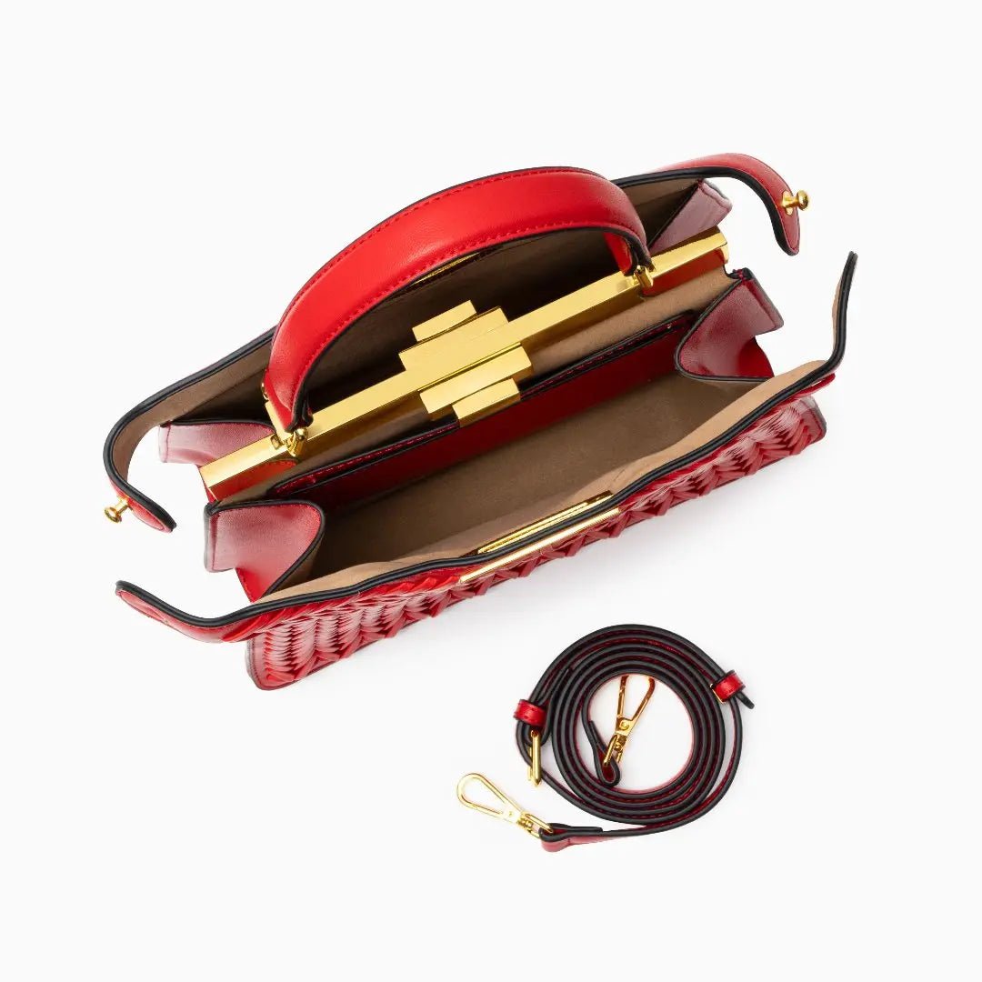 Bolso Estelle de Cuero Trenzado – Cierre Dorado Elegante