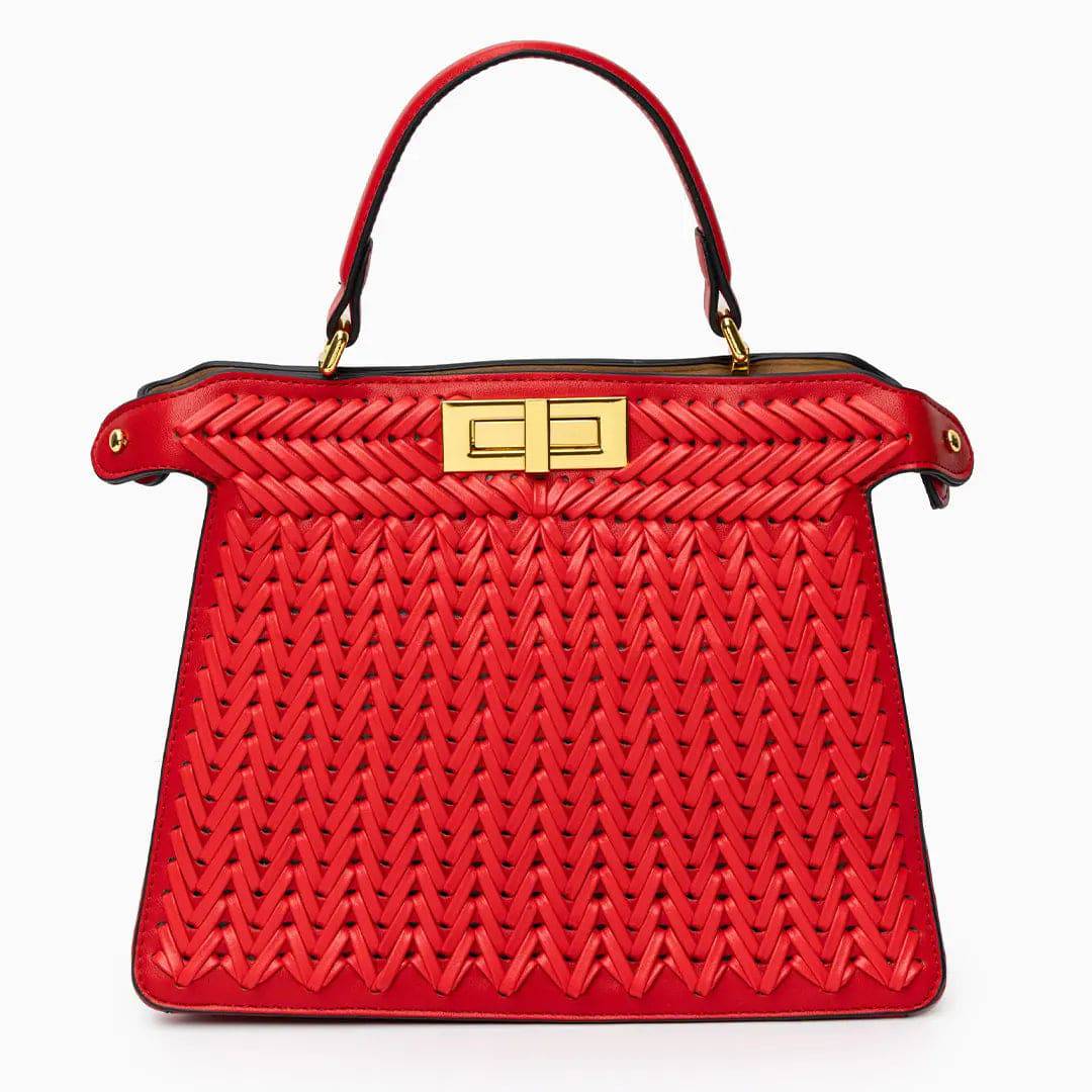 Bolso Estelle de Cuero Trenzado – Cierre Dorado Elegante