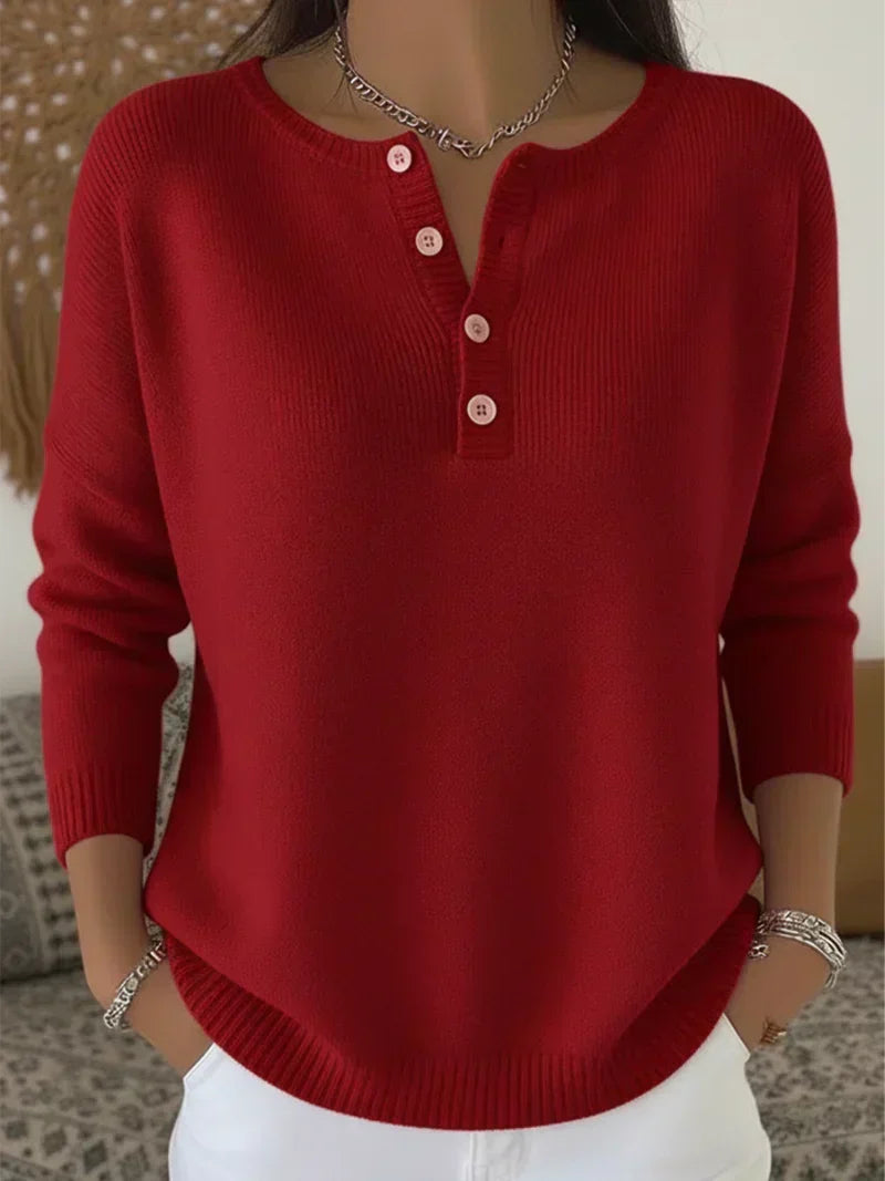 Helena | Henley Button-Down Knit Sweater