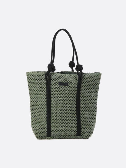 Bolso Tote Grande de Paja Tejida con Asas de Cuerda
