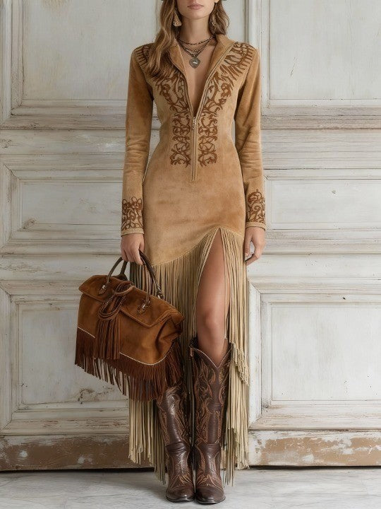 Vestido largo estilo western - Luccia