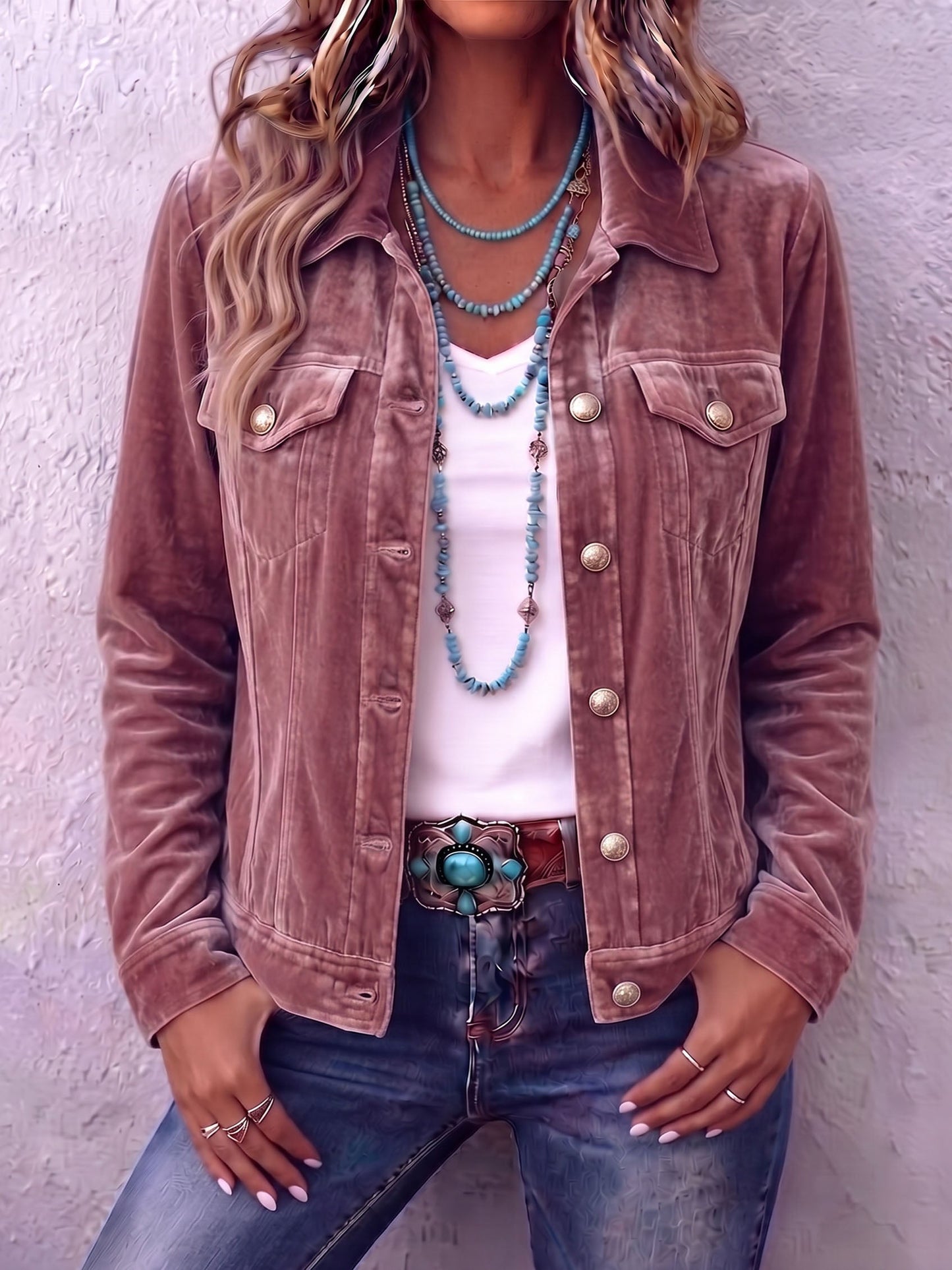 Chaqueta de terciopelo de inspiración boho vintage