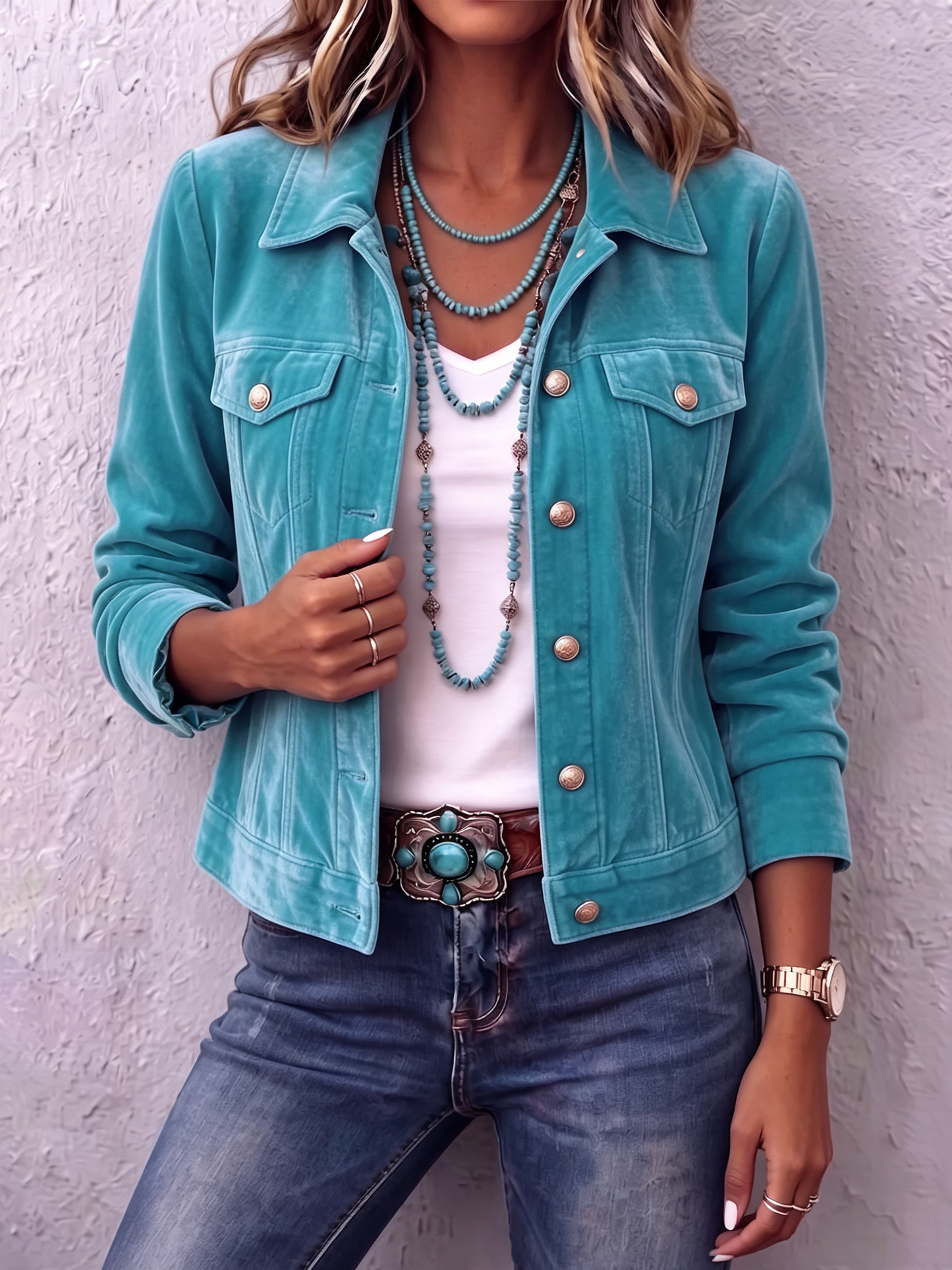 Chaqueta de terciopelo de inspiración boho vintage
