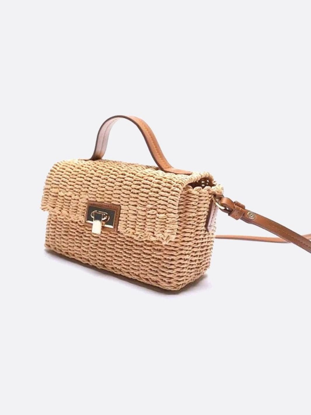 Bolso de Mano de Cuerda Tejida con Cierre Giratorio – Estilo Natural Chic