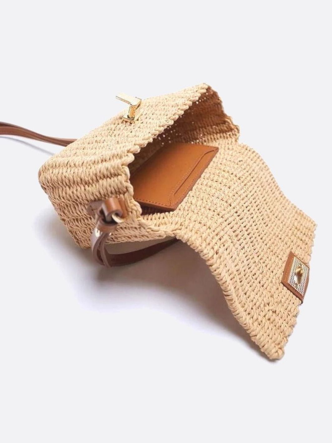 Bolso de Mano de Cuerda Tejida con Cierre Giratorio – Estilo Natural Chic